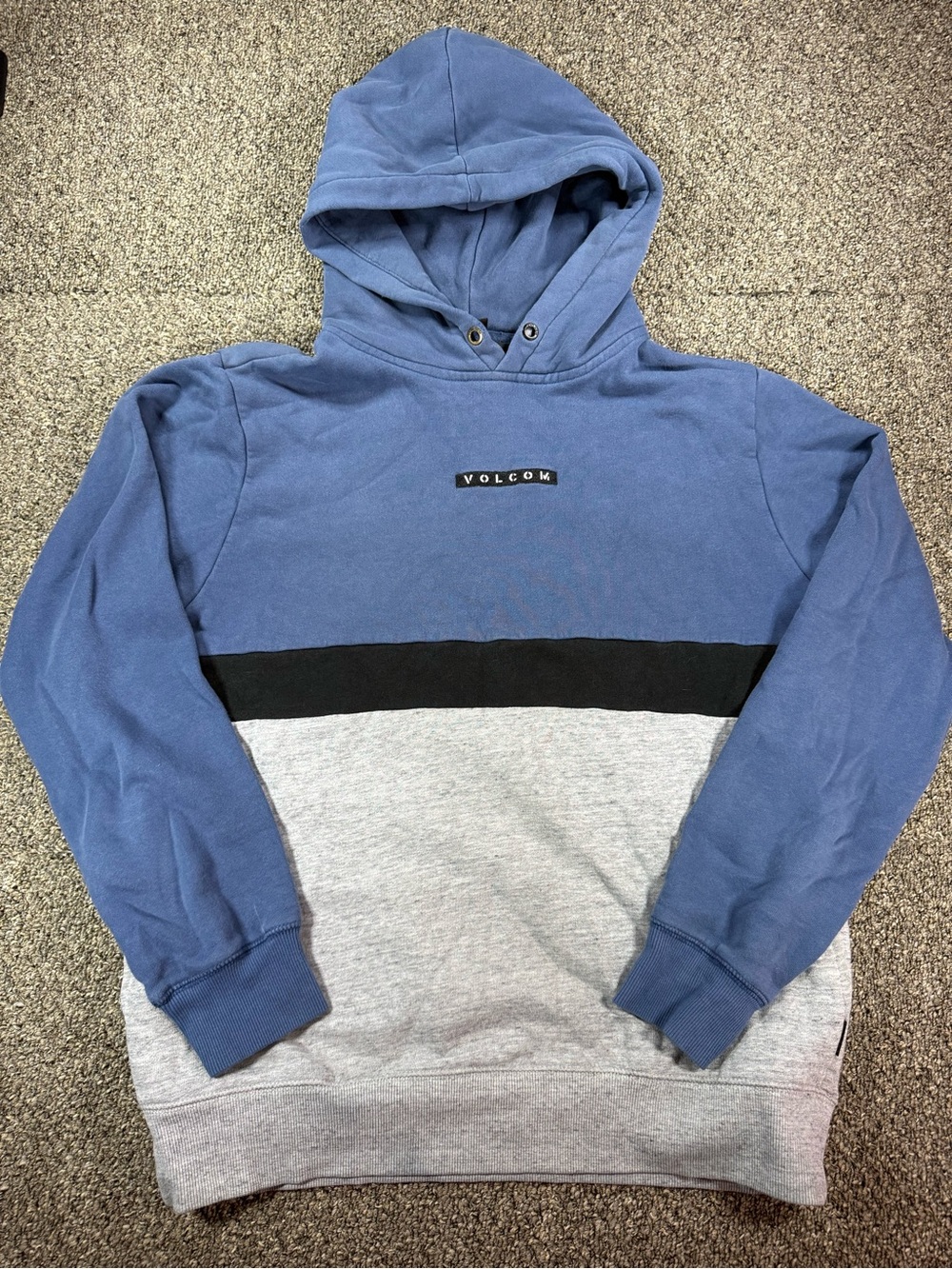 Volcom Blue, Gray & Black Colorblock Pullover Hoodie